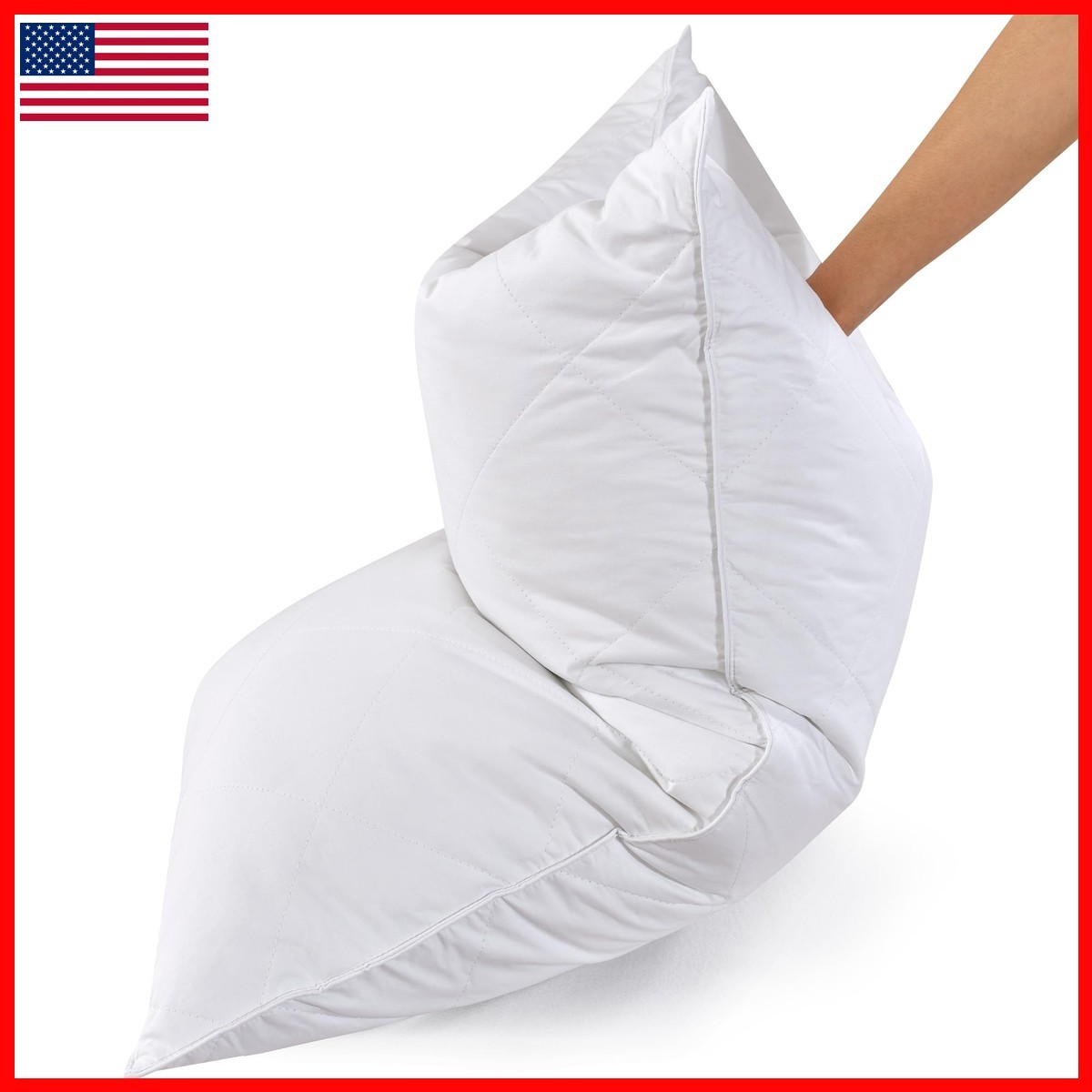 Three Geese White Goose Feather Cotton Pillow Standard 600 Thread Count Medium