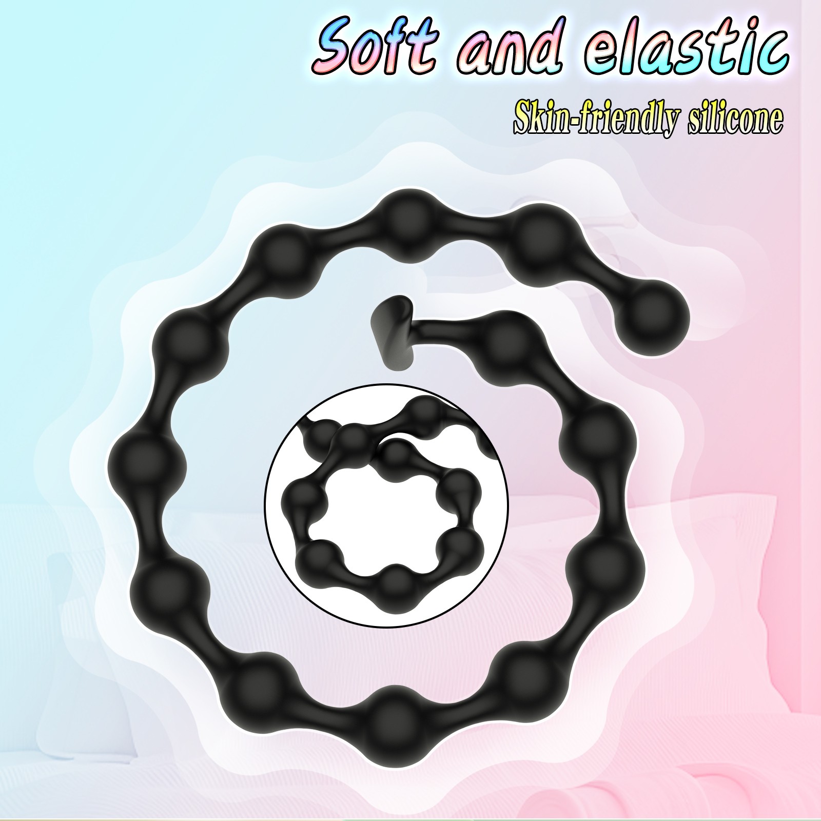 Soft Silicone Beads Plug Long Black Balls Plug Extreme Spreader Dilator