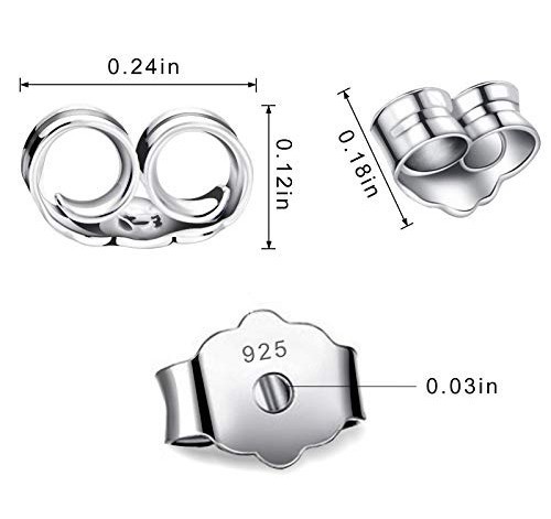 30PCS 925 Sterling Silver Earring Backs 15 Pairs Secure Ear Locking Nuts