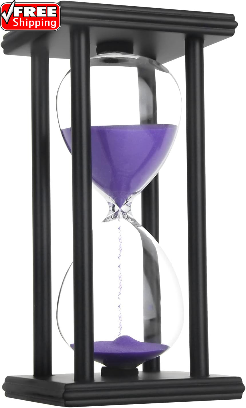 Hourglass Sand Timer,Black Wooden 30/45/60 Minute Sandglass Timer for Home,Deskt
