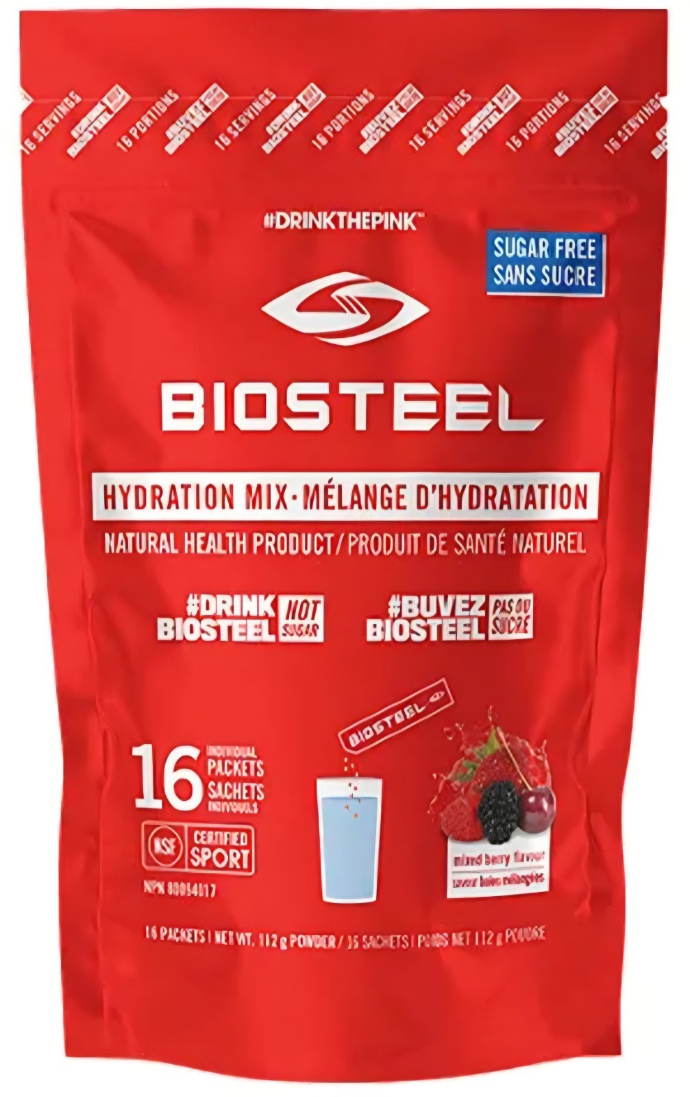 BioSteel Hydration Mix 2-Pack Blue Raspberry + Mixed Berry 32 Packets Sugar Free