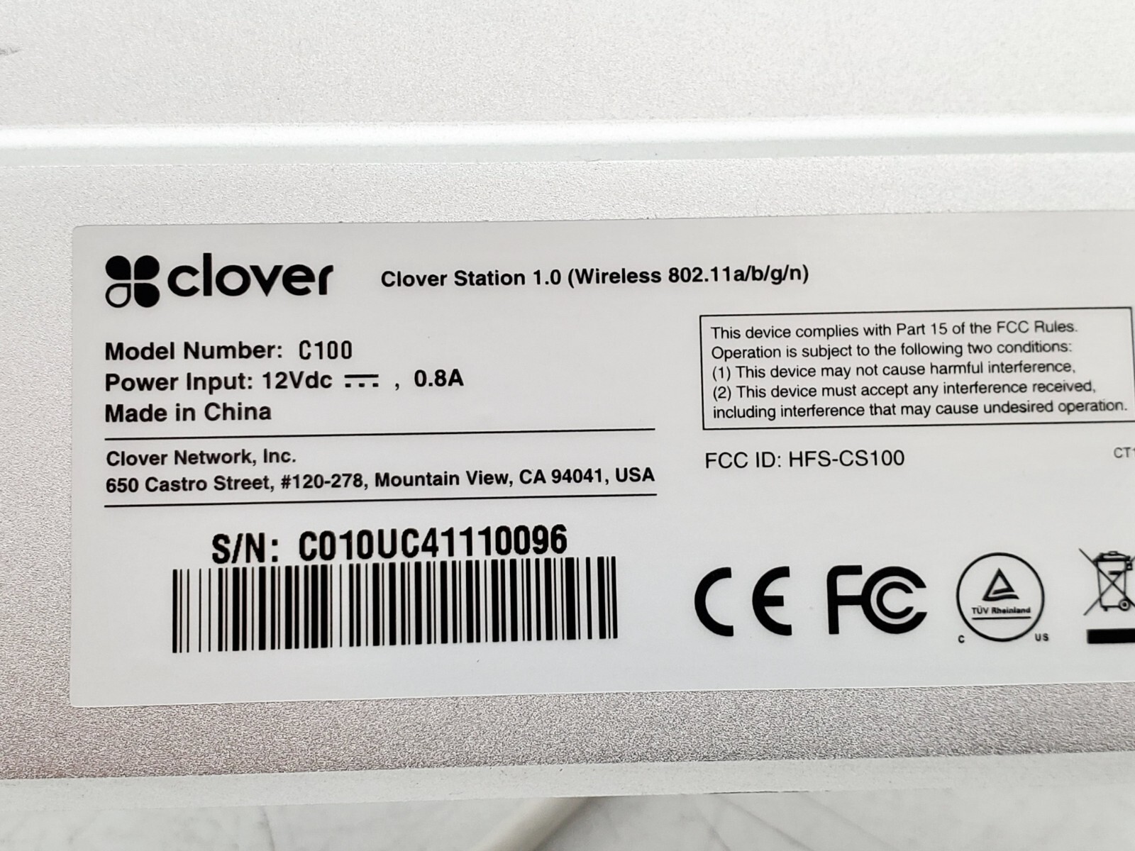 CLOVER C100 13" Touch Screen POS System
