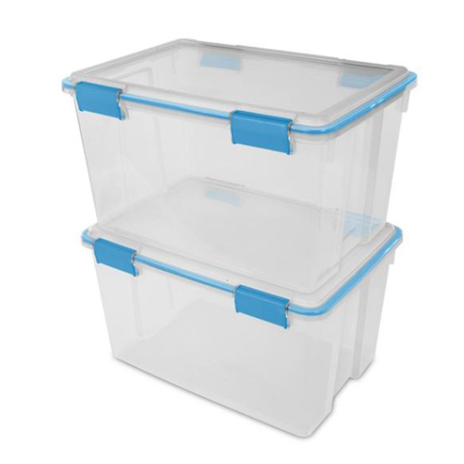 Sterilite 54-Qt Clear Plastic Stackable Storage Bin w/ Gasket Latch Lid, 12 Pack