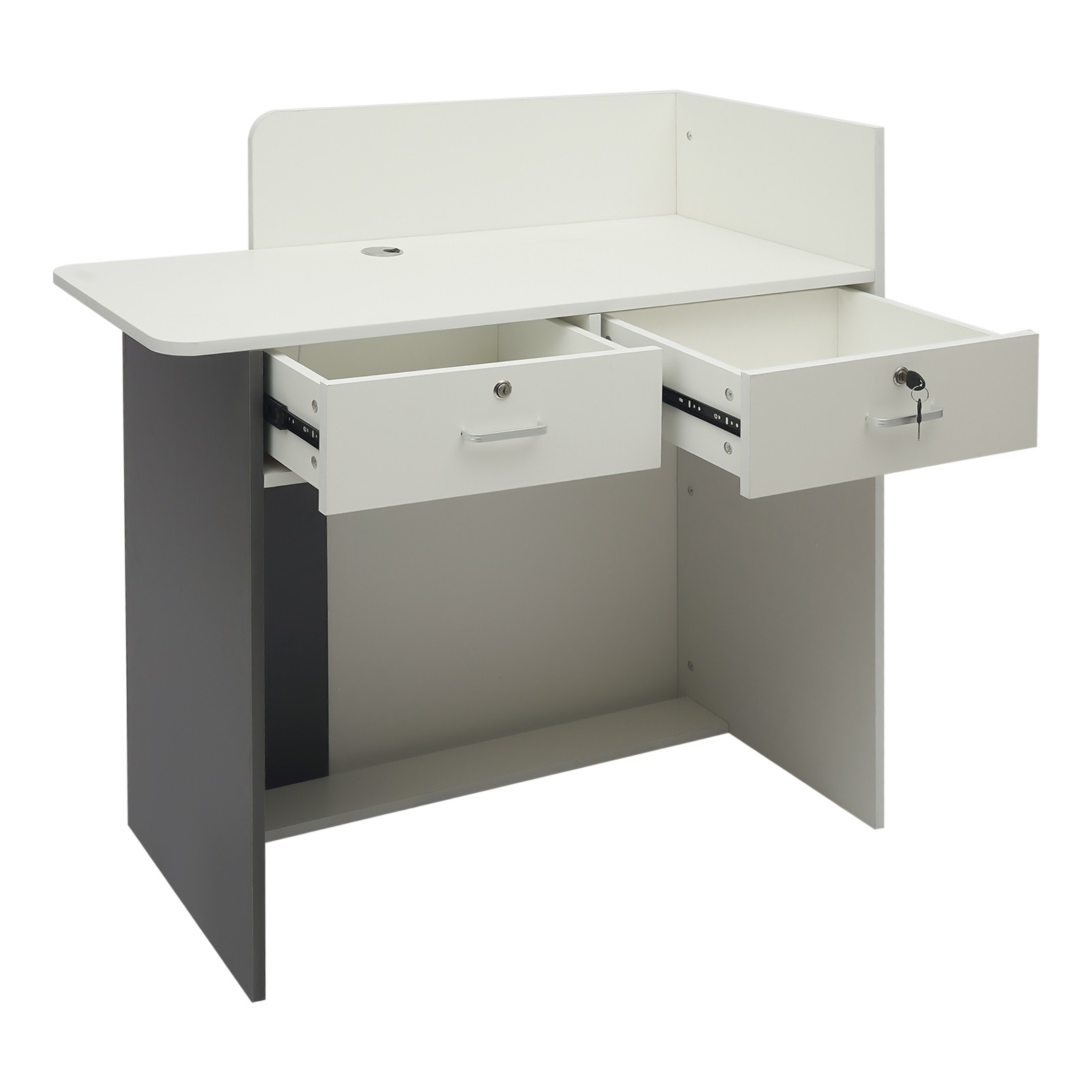 Reception Desk Retail Checkout Counter Front Table With 2 Drawer and Light Strip