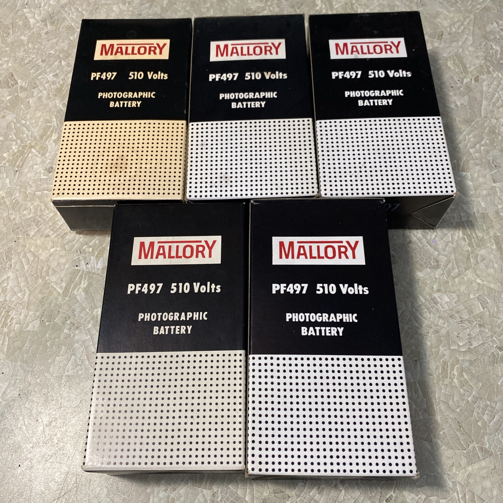 NOS Lot 5 Vintage Mallory Photographic Flash Battery PF-497 510 Volts Made Japan
