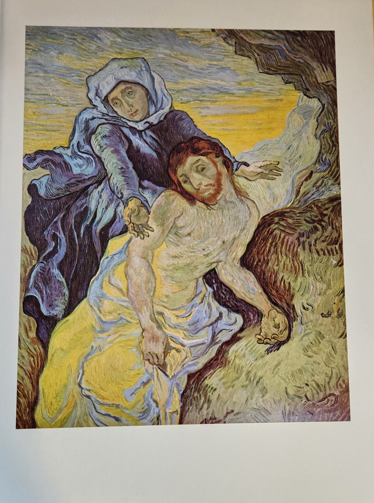 1950 Vintage Full Color Art Plate "PIETA (AFTER DELACROIX)" VAN GOGH Lithograph