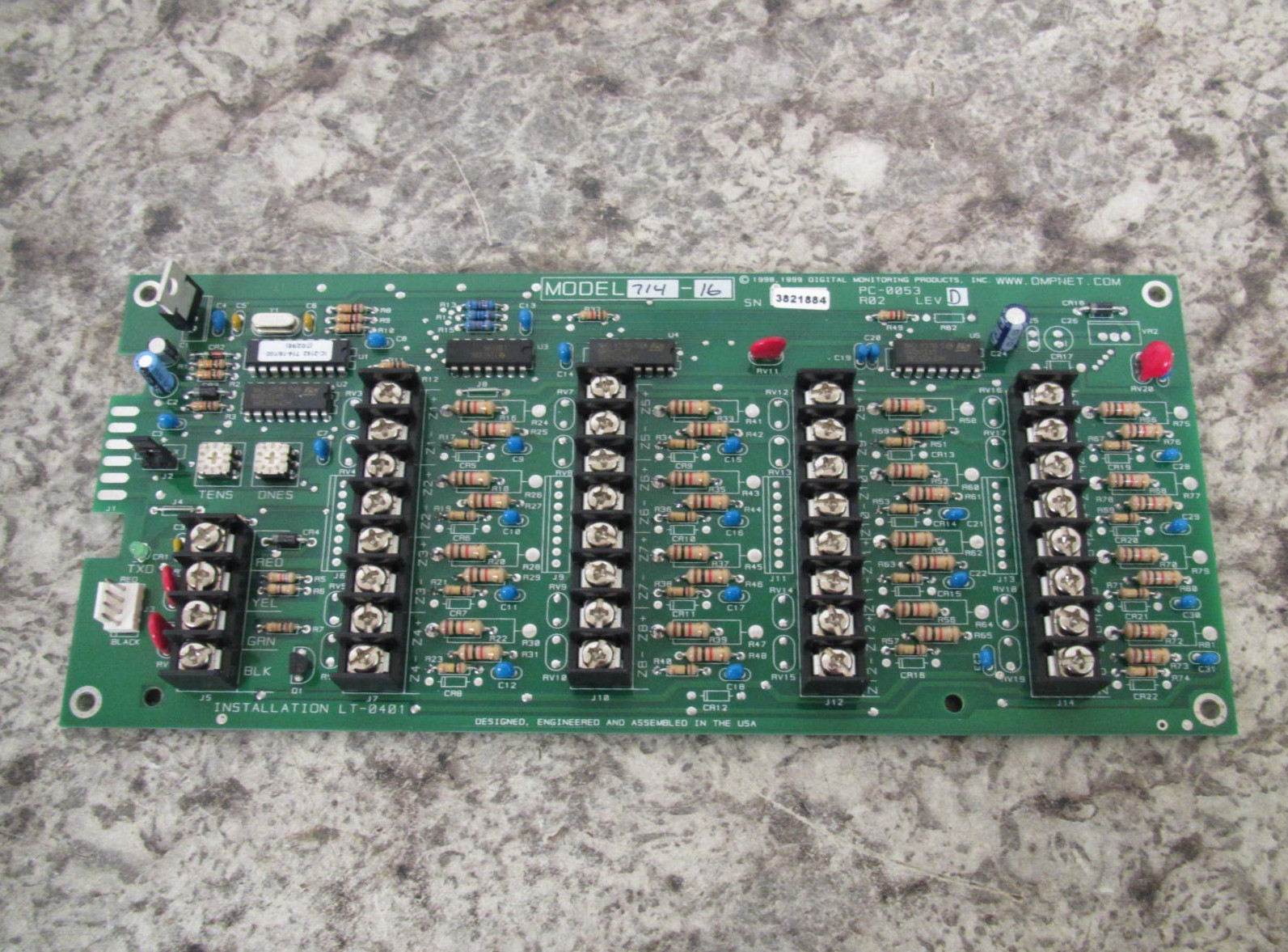 DMP 714-16 / PC-0053 16 Zone Expansion / Expander Module Circuit Board Used