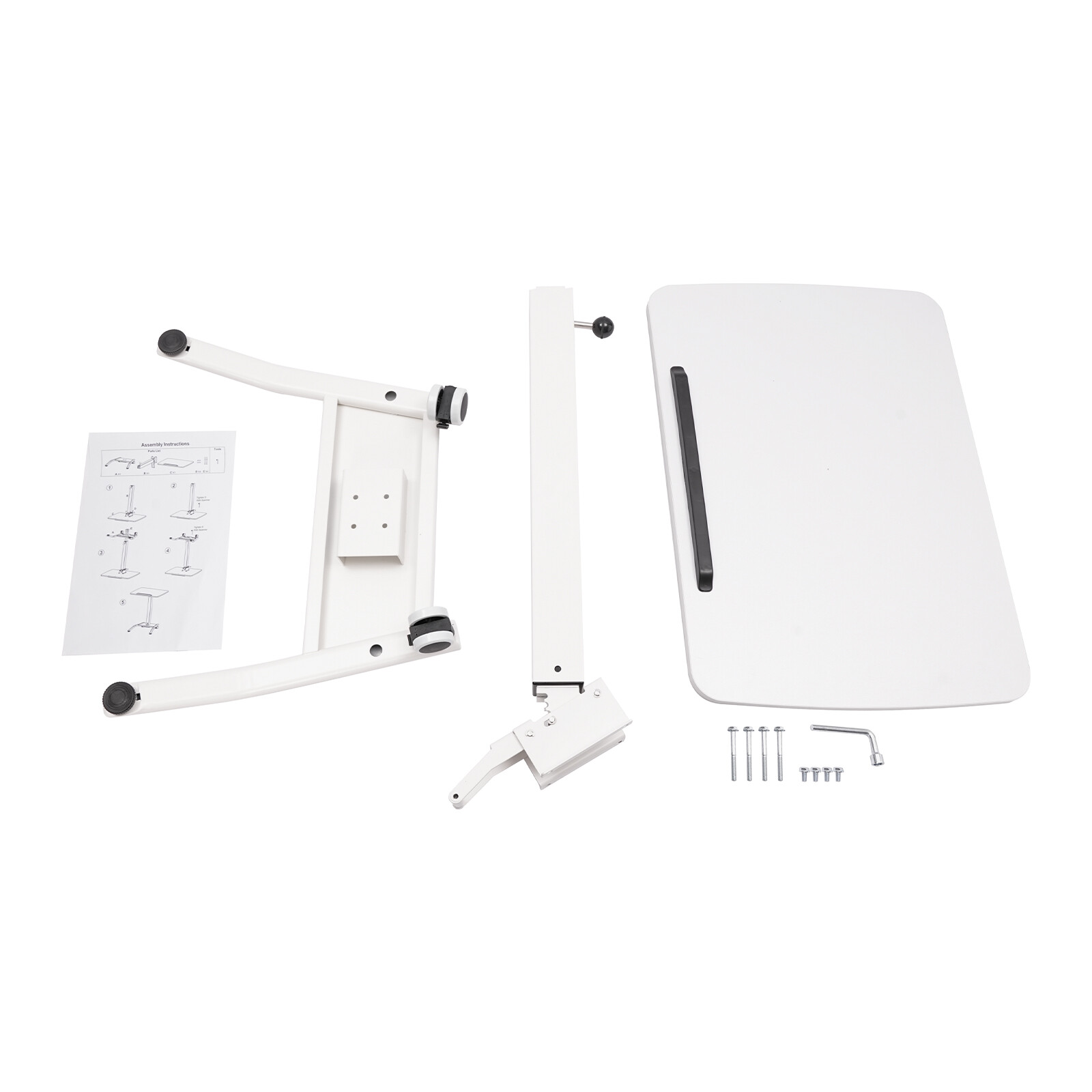 Adjustable 10??-30?? Rolling Podium Desk Standing Lifting Computer Desk White