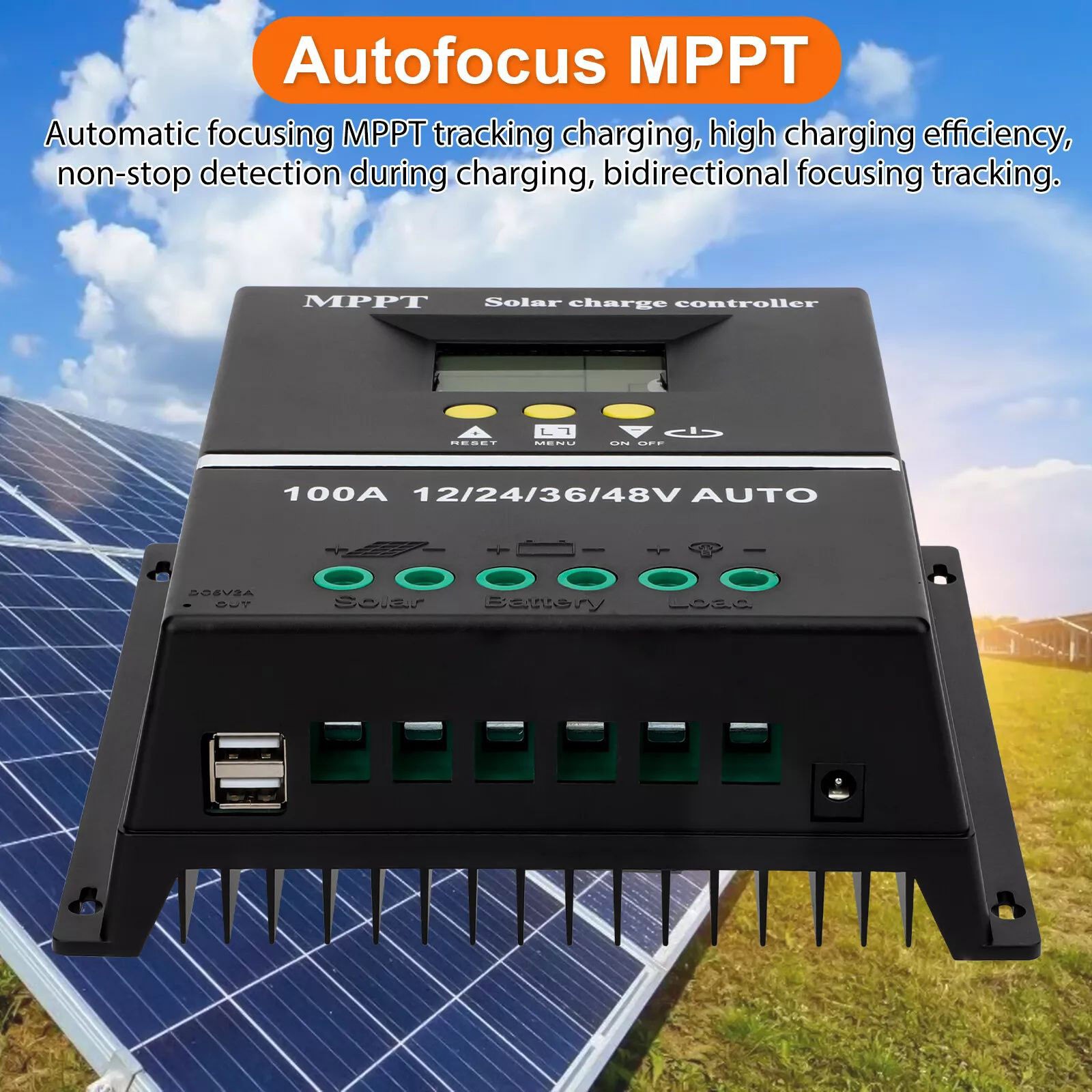 100A MPPT Solar Charge Controllers 12V 24V 36V 48V Convenient for Solar Panel
