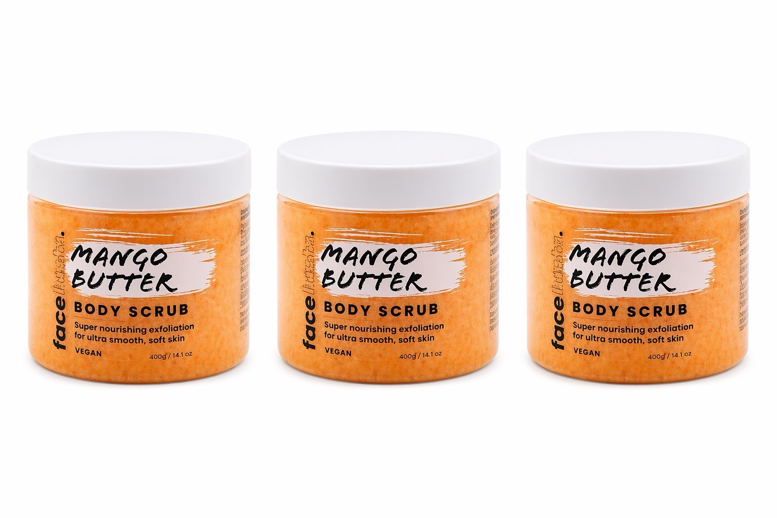 Face Facts Mango Butter Body Scrub 400g Exfoliating Nourishing Skin Care 3PCS