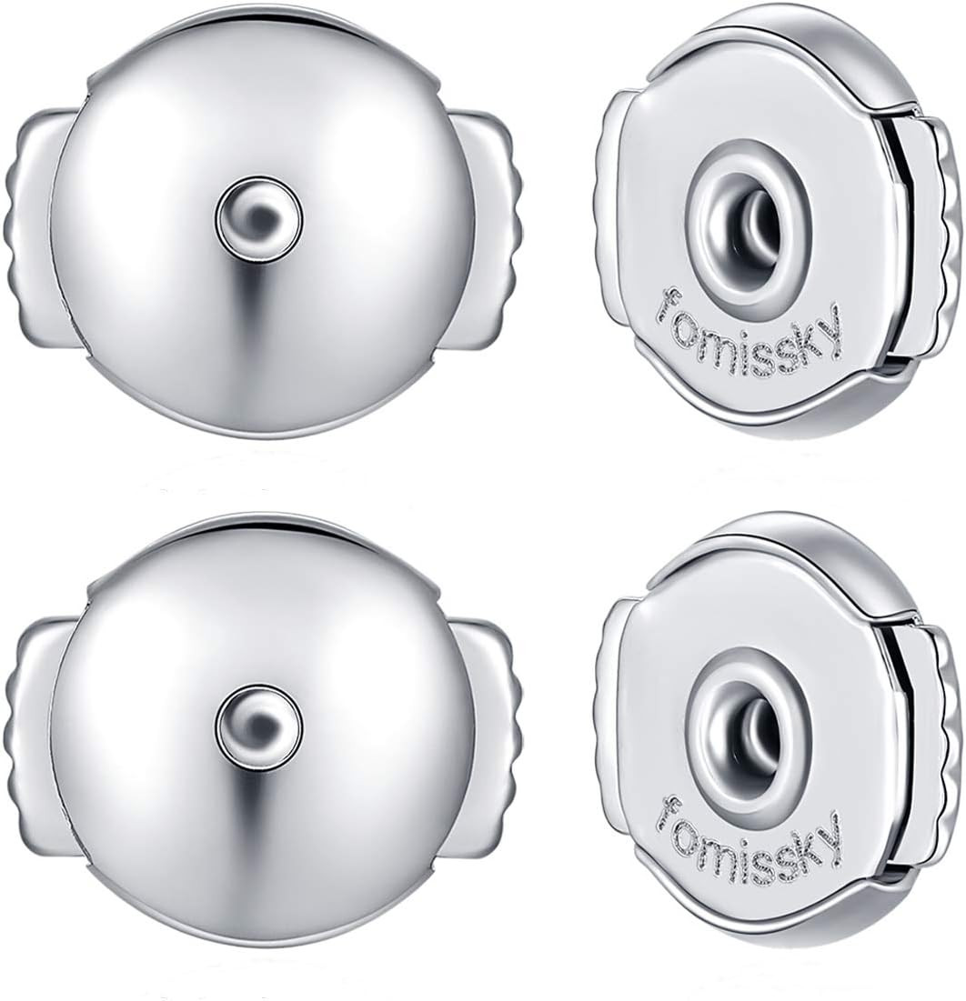 Fomissky-Sisa Locking Earring Backs for Studs, 2 Pairs Secure Spring Earing Back