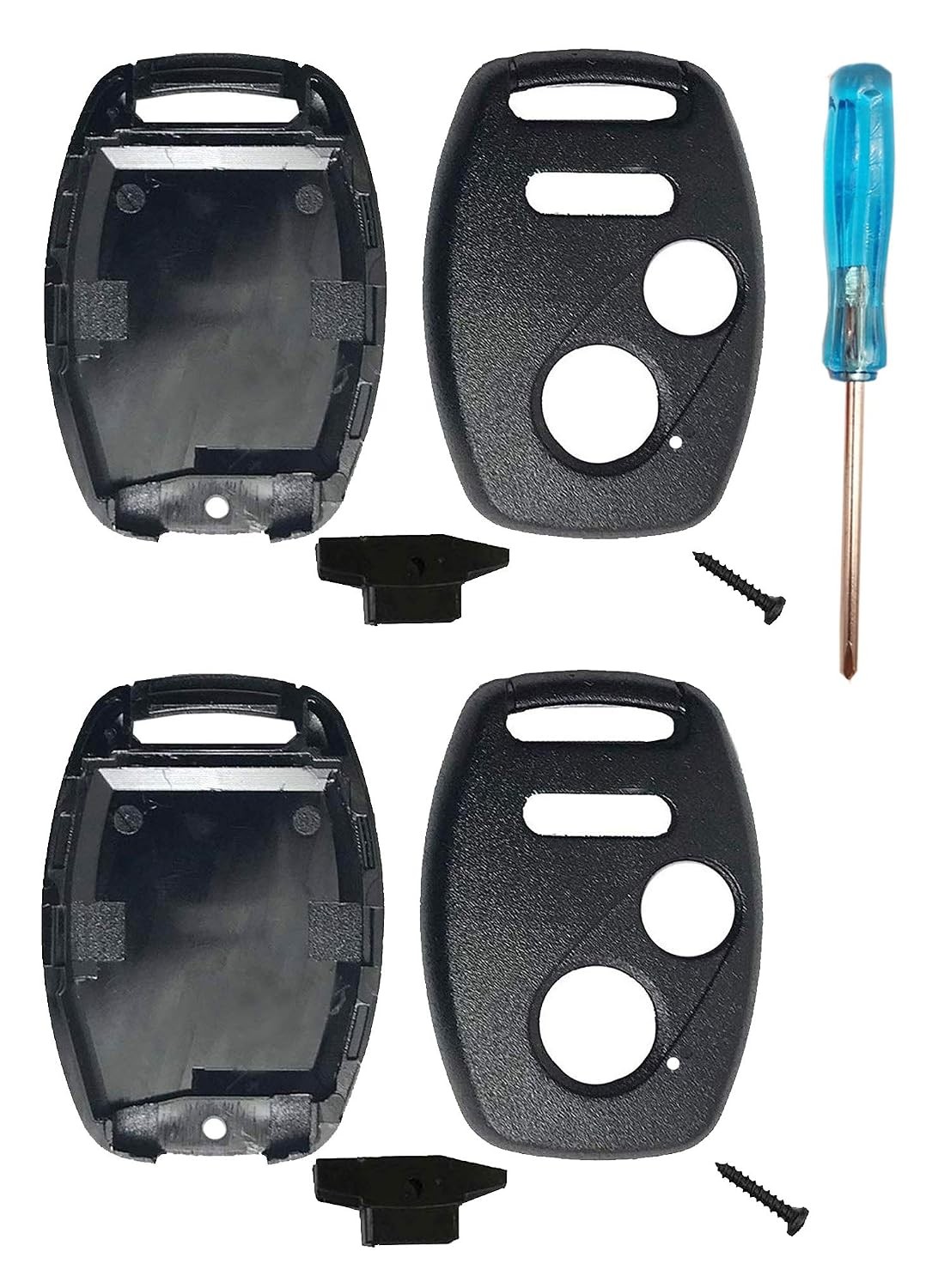 Honda Civic CRV Crosstour Pilot CRZ Button Key Fob Shell Black 2 Pack Fit