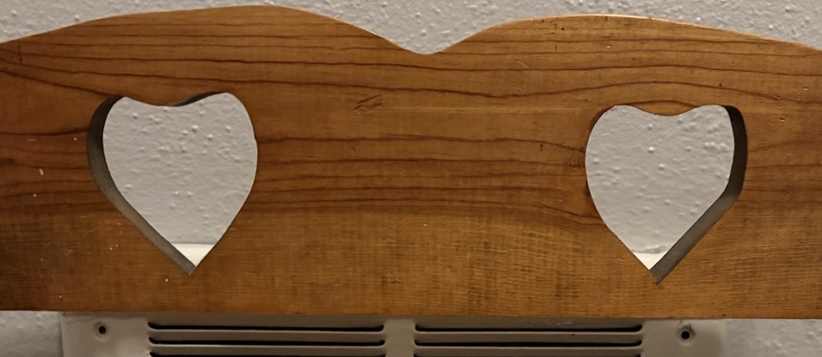 Wooden Bench Heart Cutouts