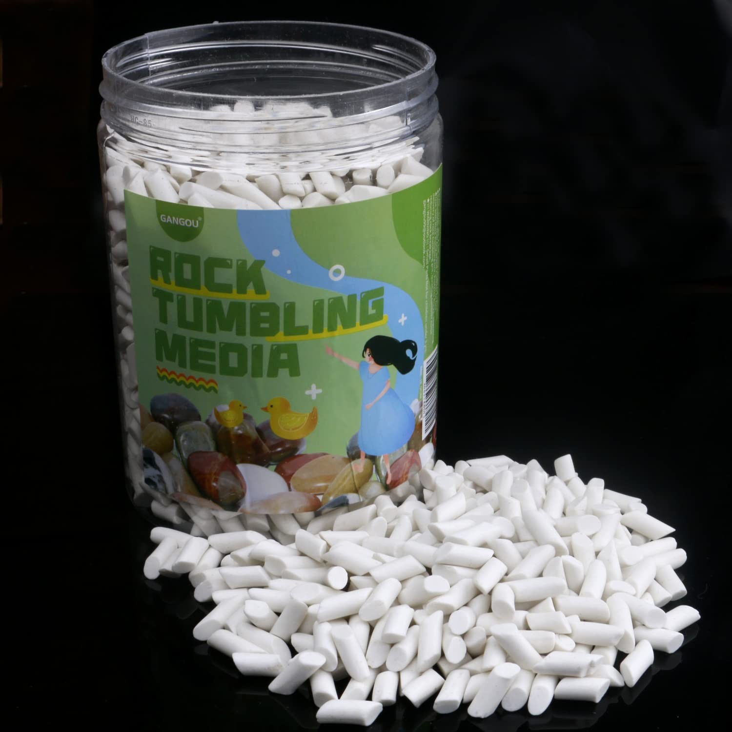 2 LB Rock Tumbler Media 1/8" Tumbling Ball 2 Lbs 3/16" X 3/8" Cylinder