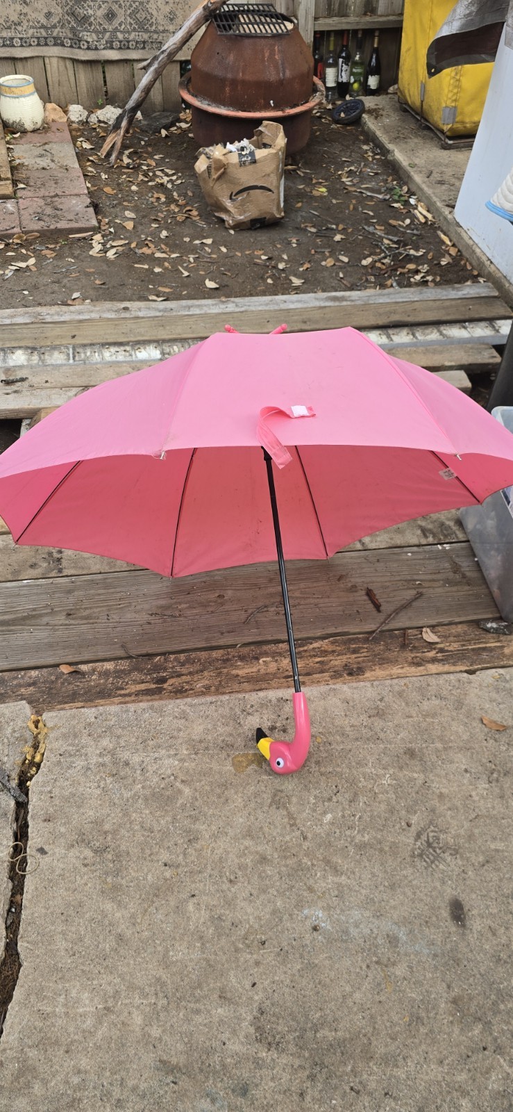 Pink Flamingo Umprella With Foot Stand