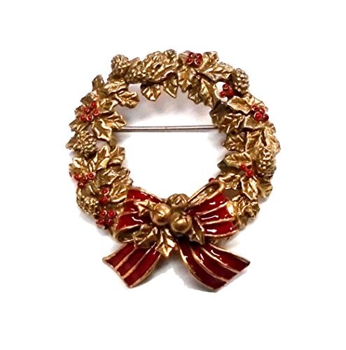 SALE Michael Michaud Holiday Holly & Pine-Cone Wreath Pin/Brooch XM100