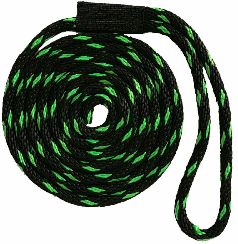 Solid Braid Nylon Dock Line-1/2" x 25' Floats Fade Proof Lime / Black Diamond!