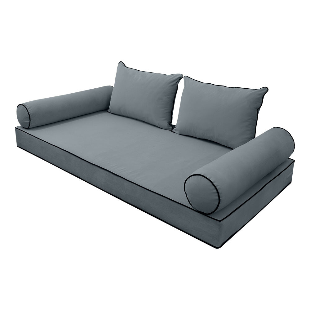 SLIPCOVER ONLY V4 Velvet Daybed Mattress Pillow Contrast Pipe Trim Twin-XL AD347