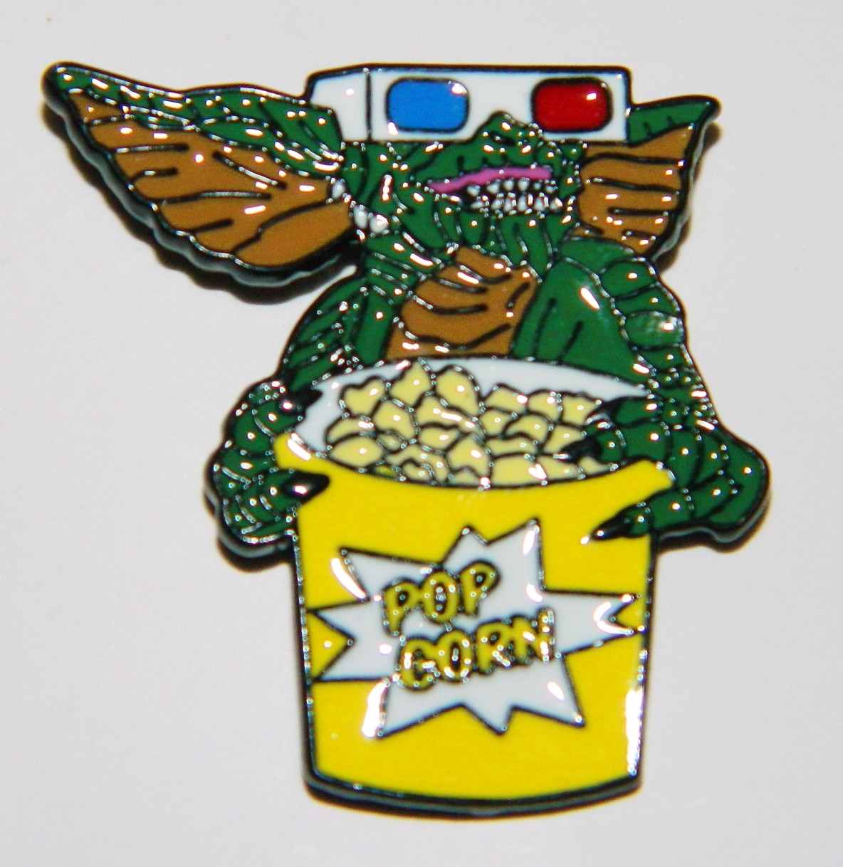 Gremlins Movie Gremlin Eating Popcorn Die-Cut Metal Enamel Pin NEW UNUSED