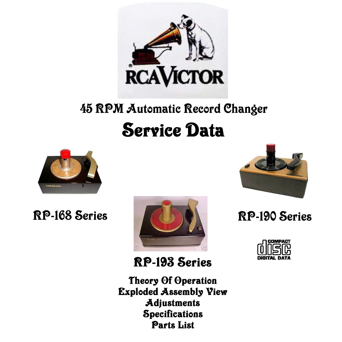 RCA 45rpm  service Data Repair PDF CD RP168 RP190 RP193 45-J 45-EY 45-W 9Y-510