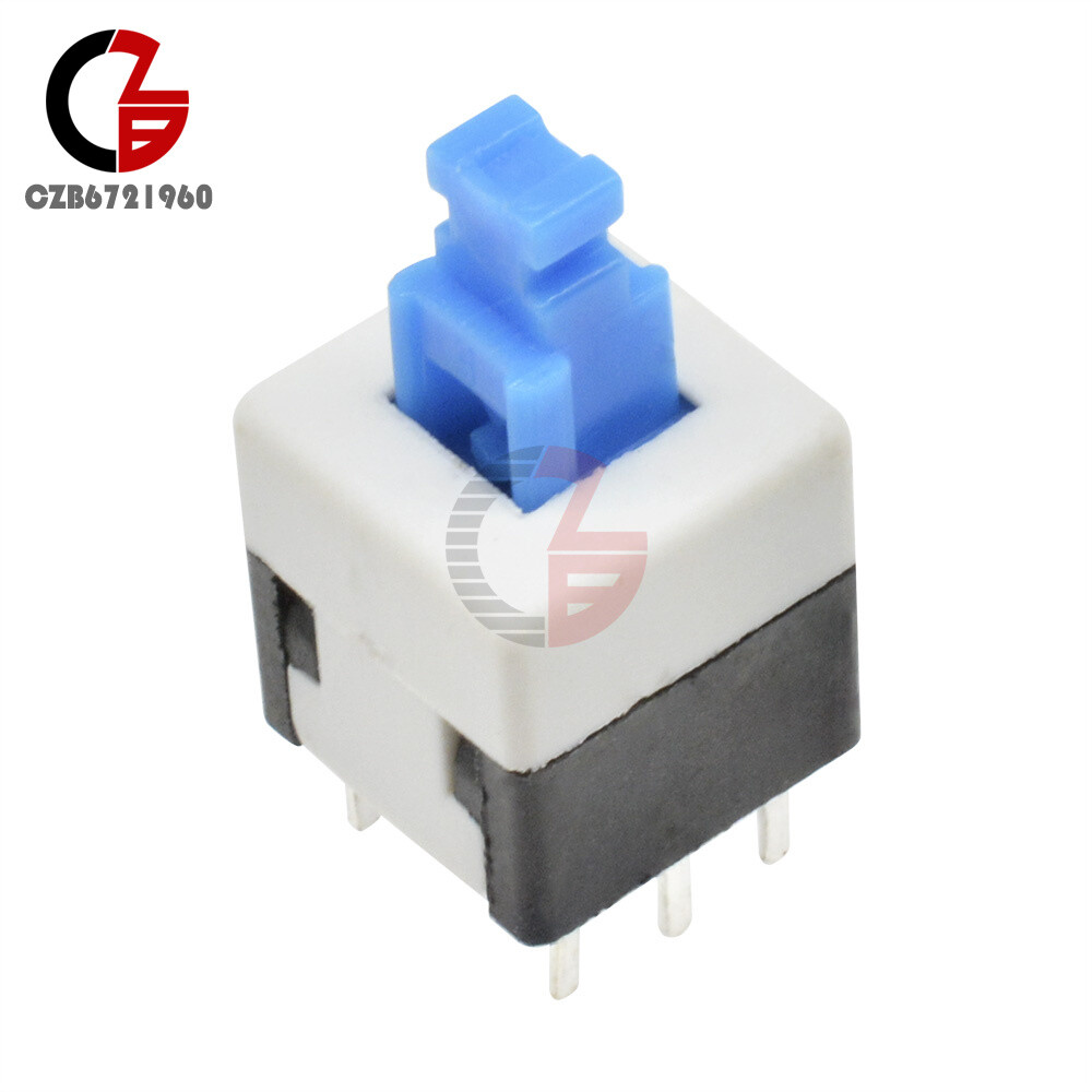 20pcs Cap Self-locking Type Square Blue 8X8mm Button Switch Control