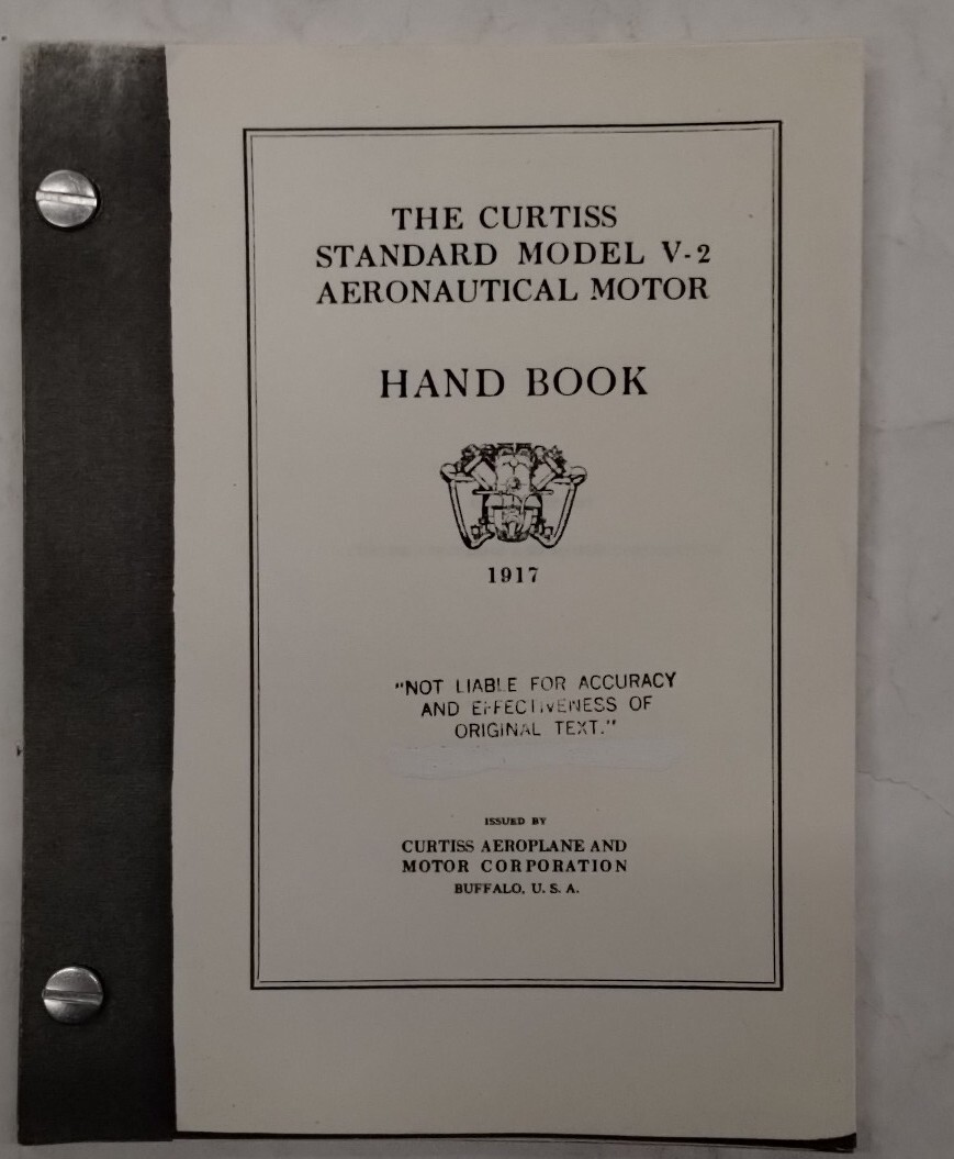 Curtiss Standard Model V-2 Aeronautical Motor Handbook 1917-Copy