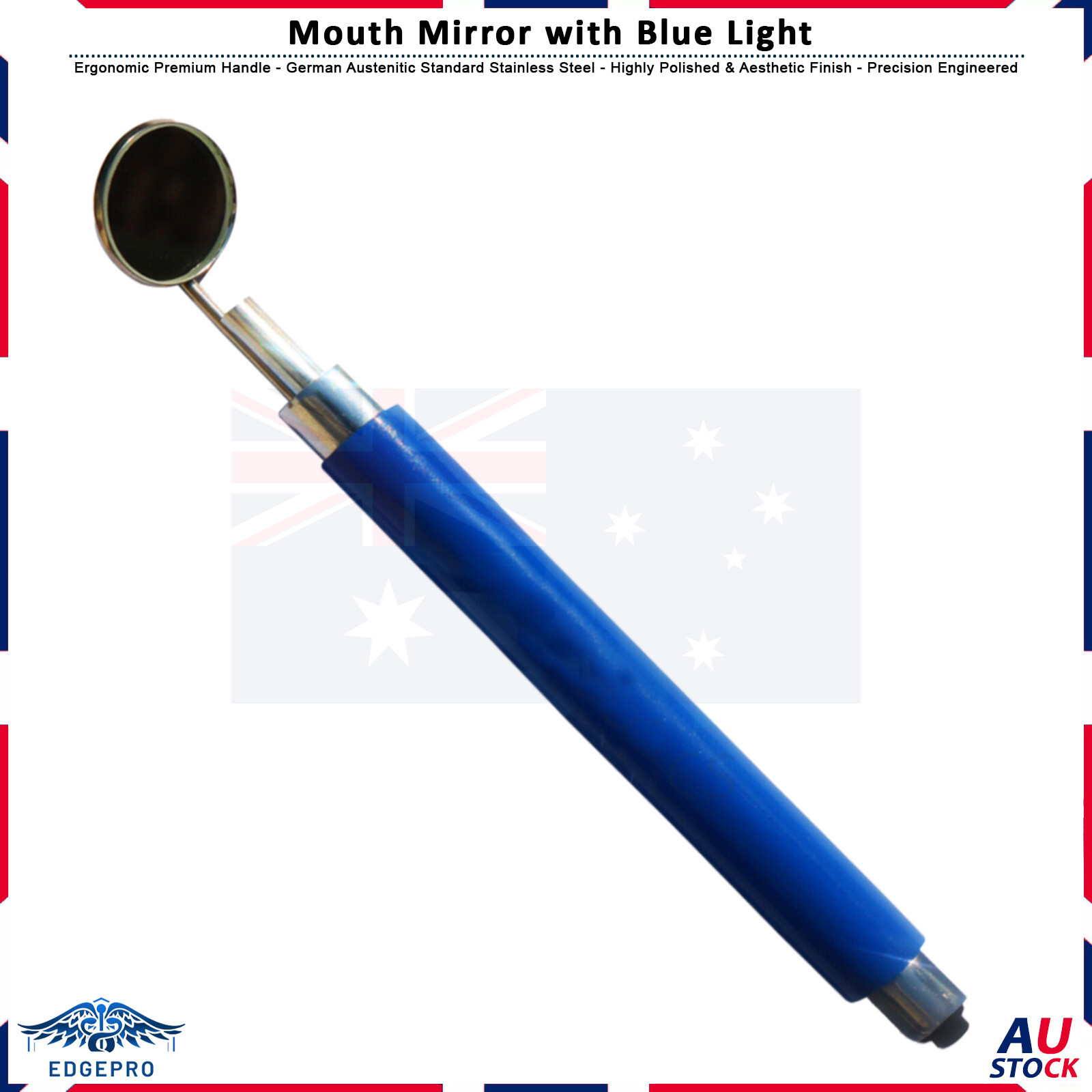 Mirror with Light (Color Blue) Dental Instruments Stainless Removable New