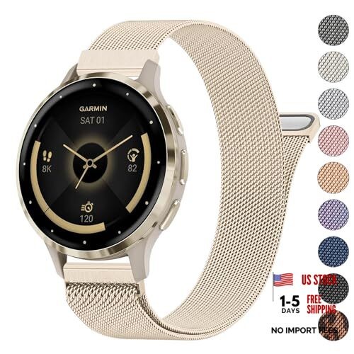 18mm Metal Bands for Garmin Venu 3S / Venu 4 41mm / Venu 2S / Champagne Gold