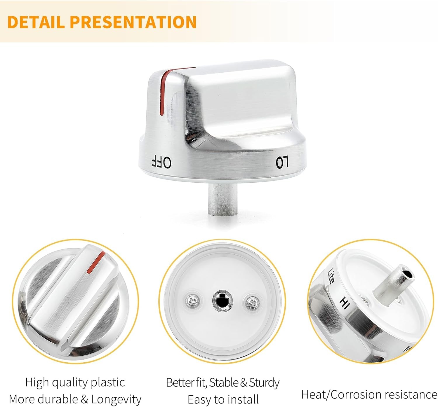 DG94-02141C DG94-02141A Stove knobs Replacement for Samsung Silver