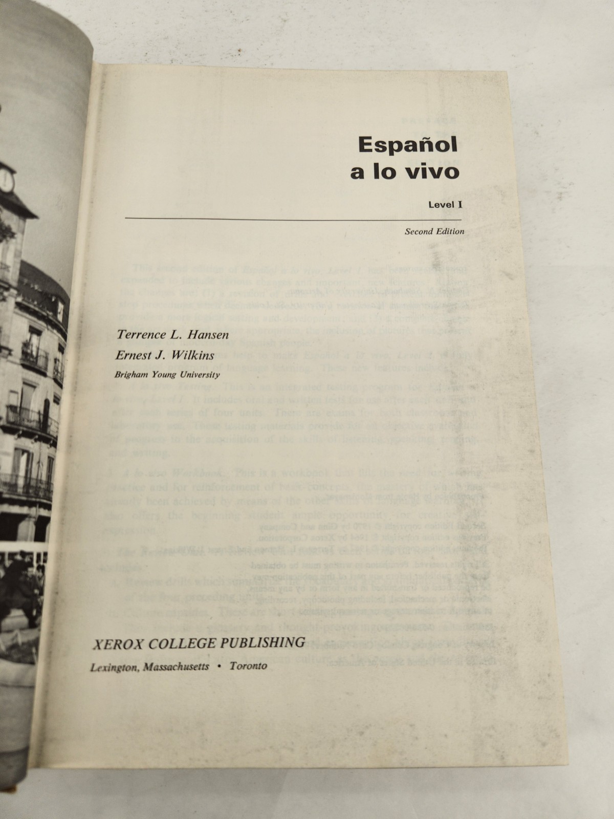 Espanol a lo vivo level one 2nd edition by Hansen and Wilkins 1970 Hardcover