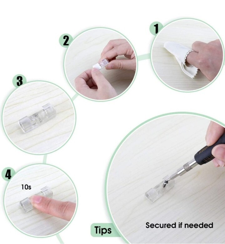 10 Kabelclips, Selbstklebende Kabelhalter für Schreibtisch, Netzkabel, Verlänger