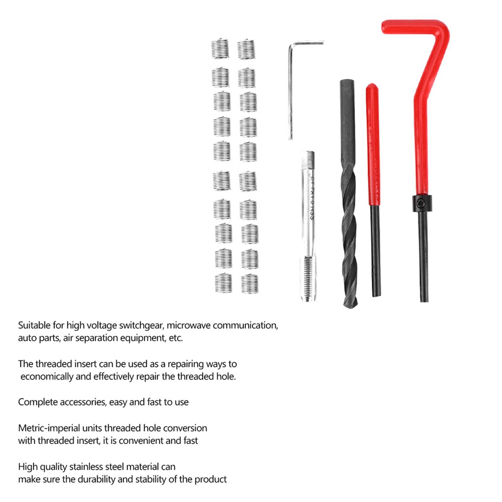 25Pcs Thread Repair Kit Twisted Drill Wrench Threaded Insert Tap Tool M7x1
