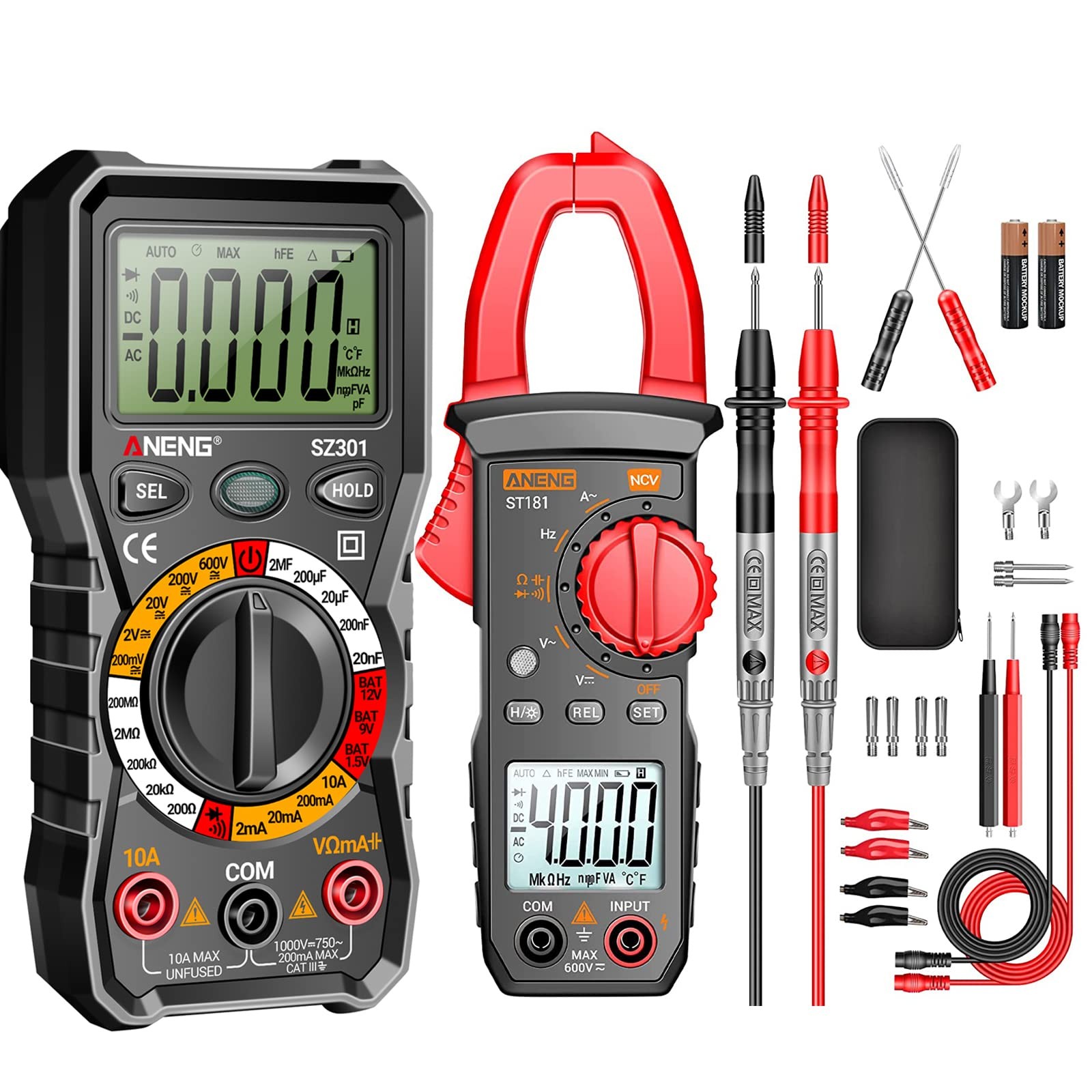 ANENG Digital Multimeter Tester with Amp Ohm Volt Clamp Meter Measures Black