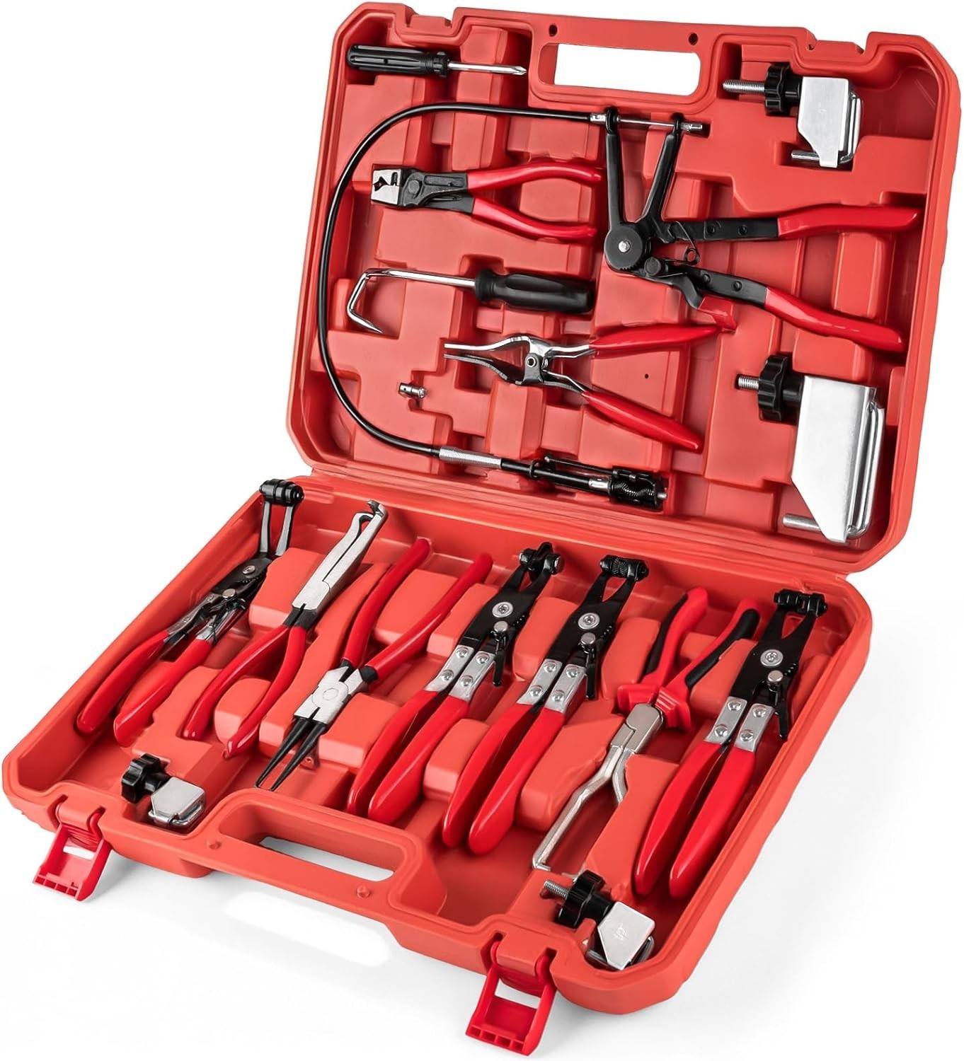 Versatile 16-Piece Hose Clamp Tool Set with Long & Flexible Wire Design
