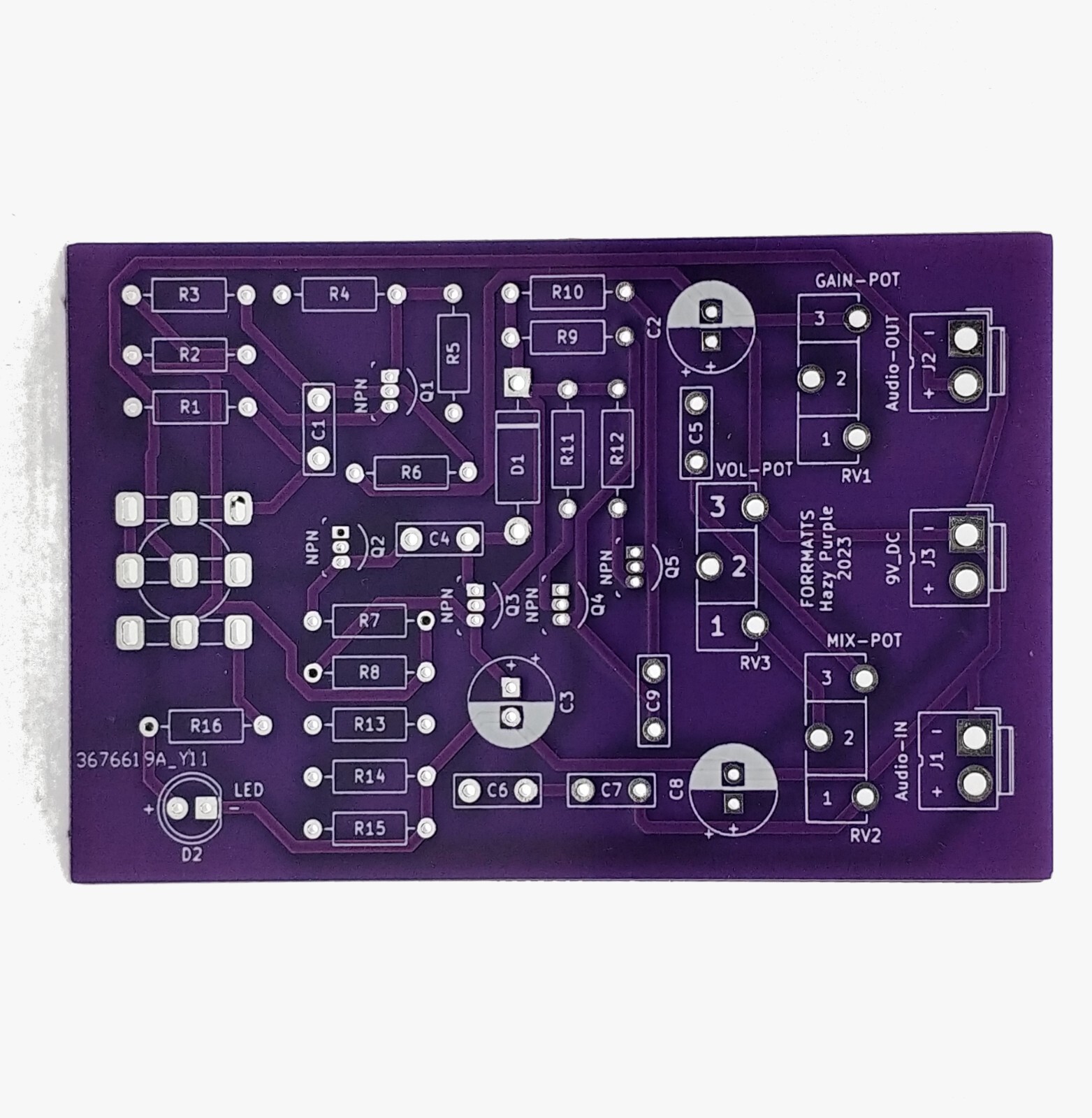 FORRMATTS Hazy Purple DIY Octave Fuzz Guitar Pedal PCB (Octave Down)