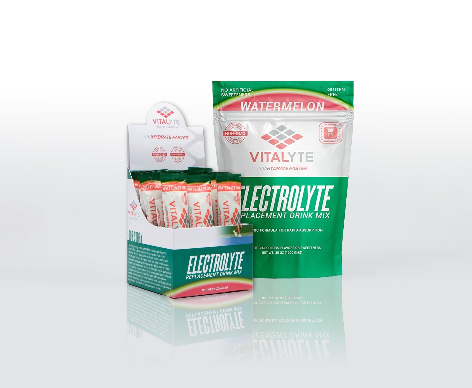 Vitalyte Electrolyte Powder Drink Mix Bundle, Pouch + Packets, Watermelon Flavor