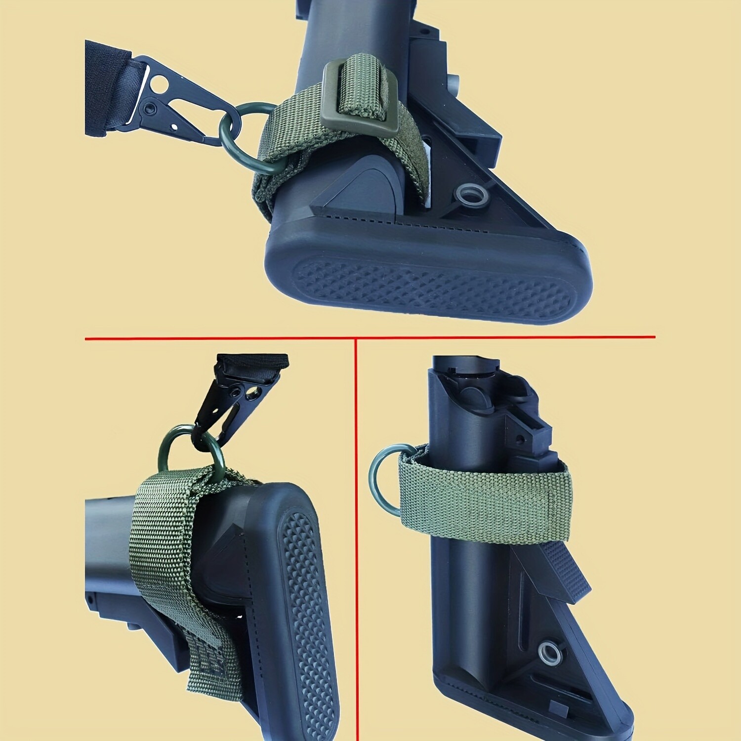Tactical Rifle ButtStock Sling Gun D Ring Strap Rope Adapter Hunting Accessories