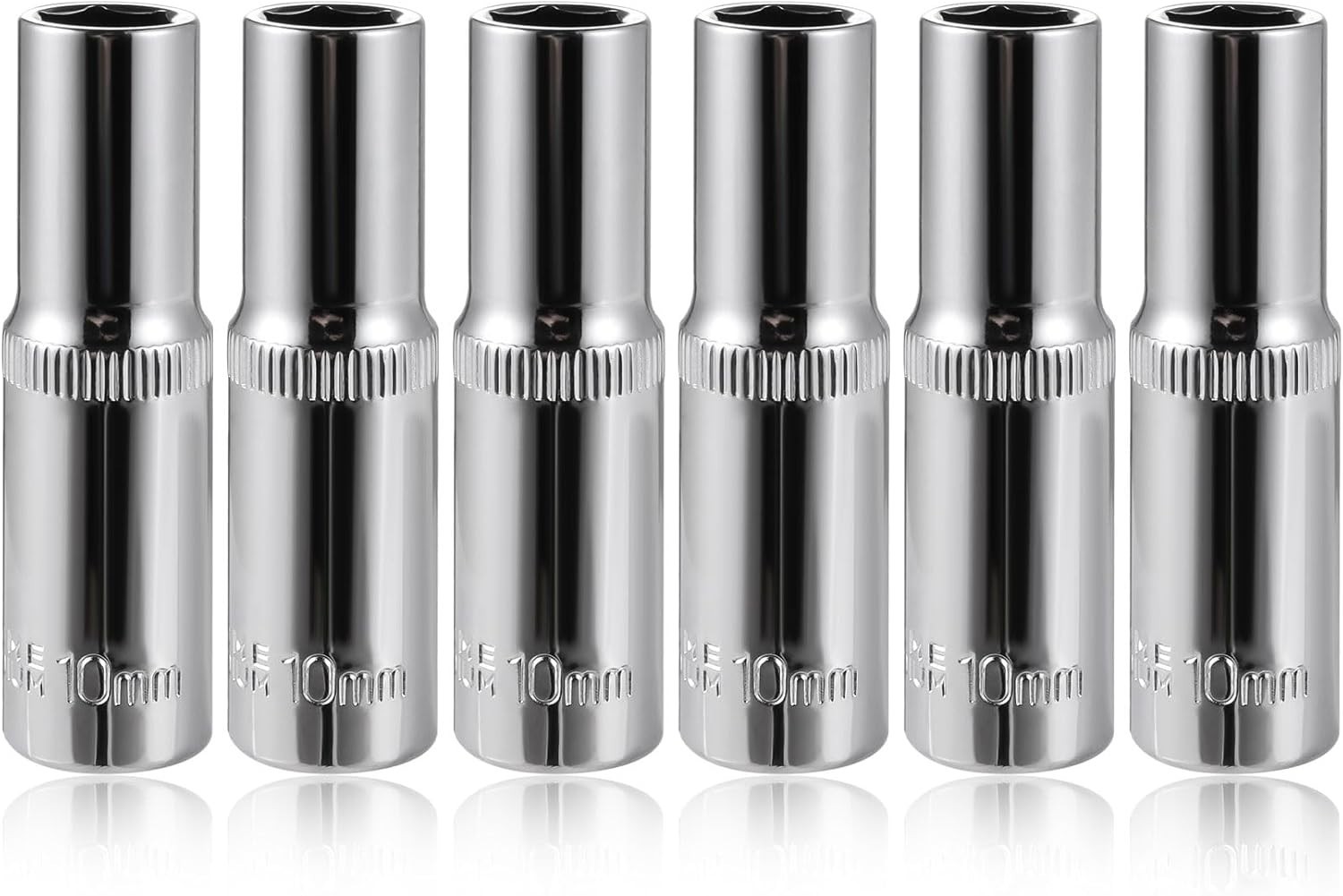 6Pc 10mm Deep Sockets 6Point 3/8 Drive HeavyDuty Chrome Vanadium Steel for Au