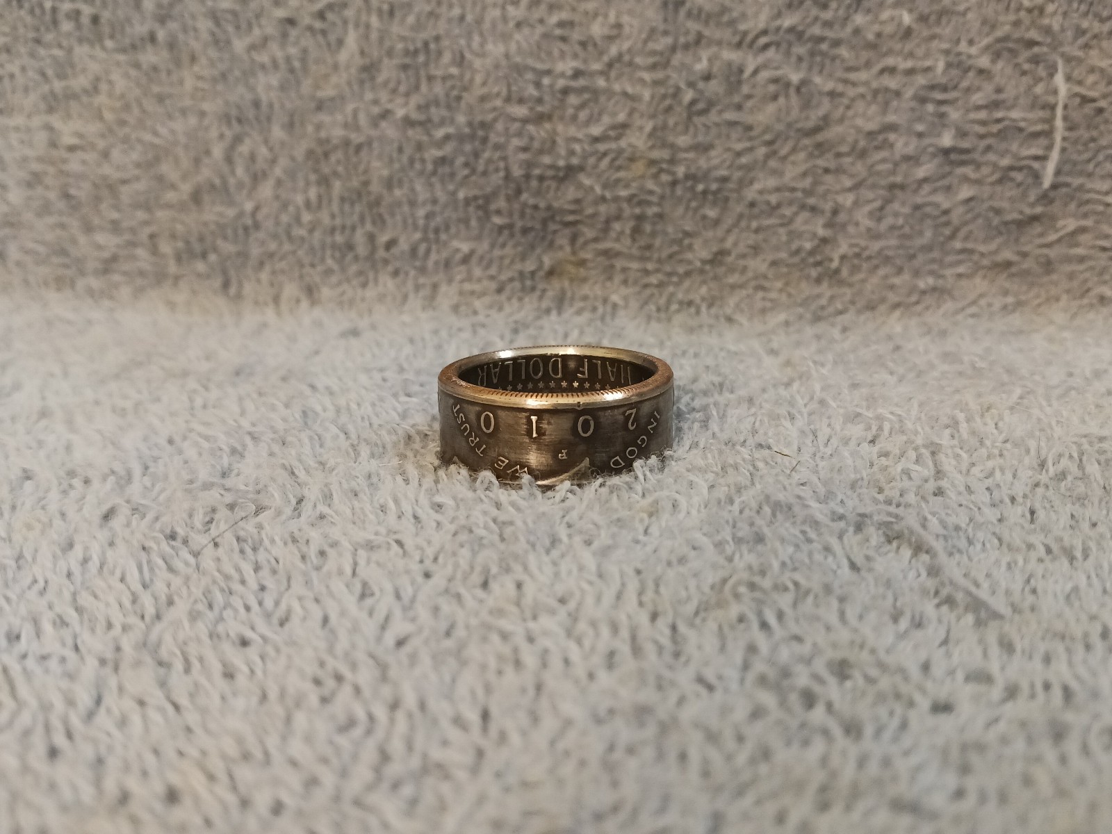 2010 Kennedy Half Dollars size 10 coin ring handmade mixed metals
