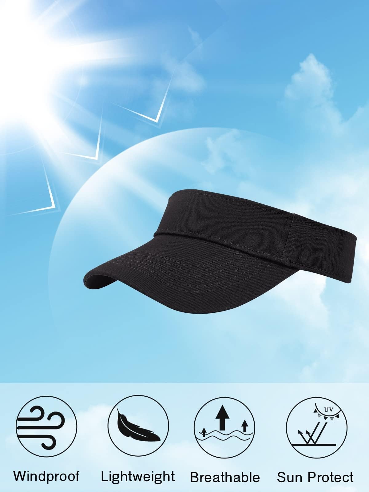 2 Pack Sun Visor Hats for Women Sports Adjustable Football Visor Hat Tennis G...