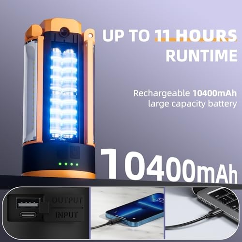 Rechargeable Camping Light with Stand, 10400mAh LED Work Light 1 Pack Orange