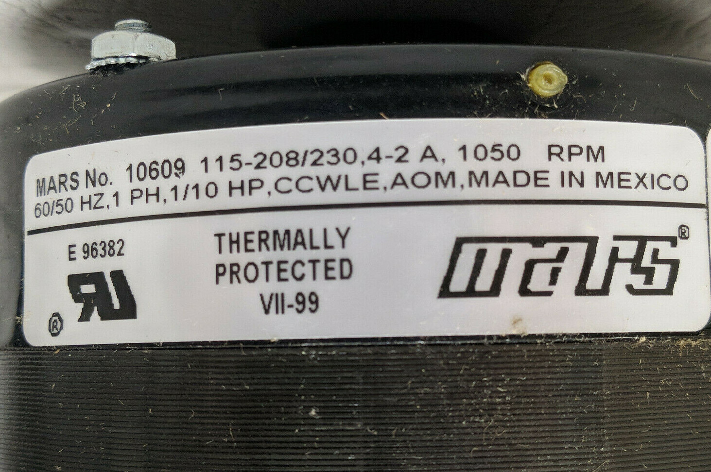 ~Discount HVAC~ MS-10609 - Motor - Rev Rot - 1/10 HP - 1050 RPM - 115-208/230V
