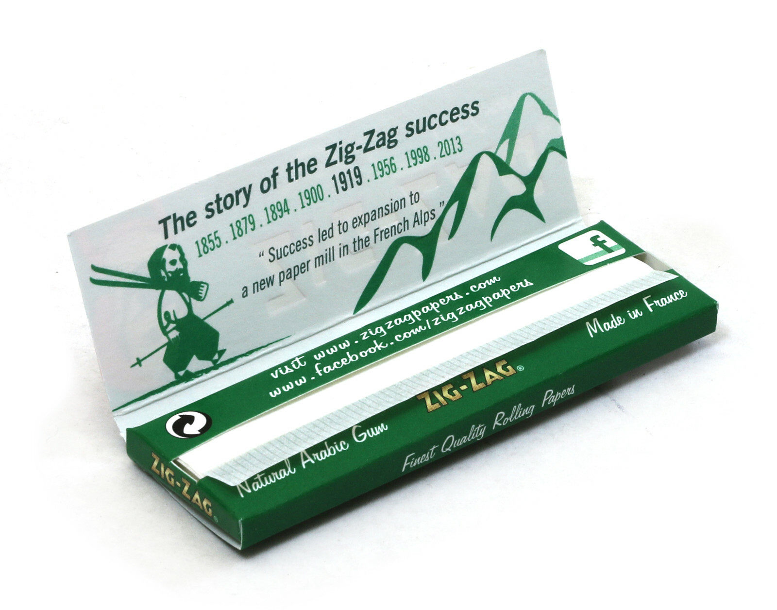1 box ZIG-ZAG Green Regular size 70mm Cut Corners Rolling - 100 booklets