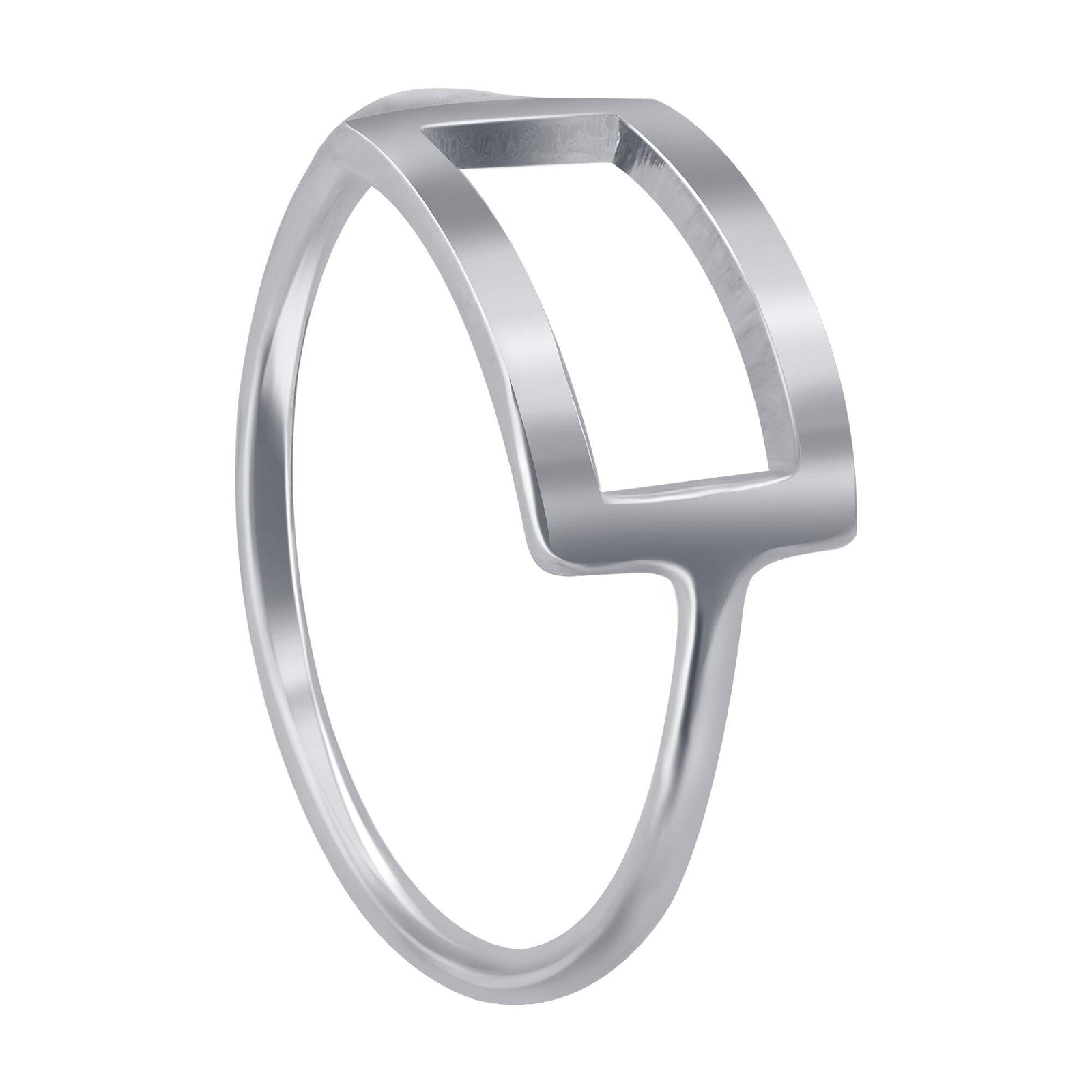 Open Rectangle Shape 925 Sterling Silver Ring