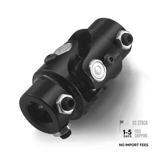 3/4-36 Spline X 3/4" DD Steering Universal Joint Single U Joint Shaft Black