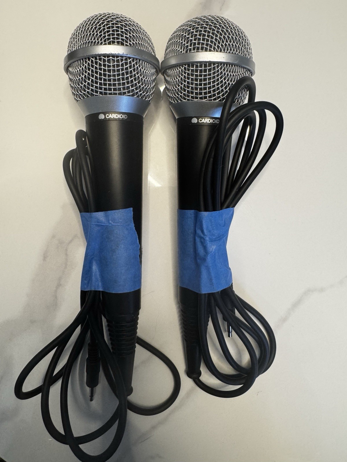 Cardioid Wired Karaoke Microphones 3.5mm TRS Black Silver Handheld Lot of 2