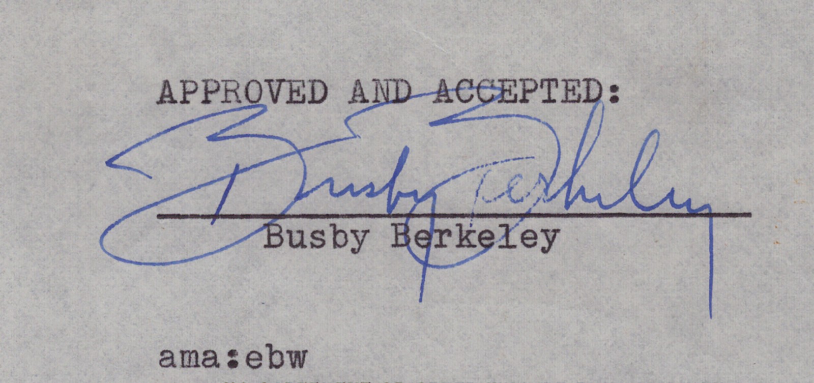 BUSBY BERKELEY - DOCUMENT SIGNED 08/11/1953