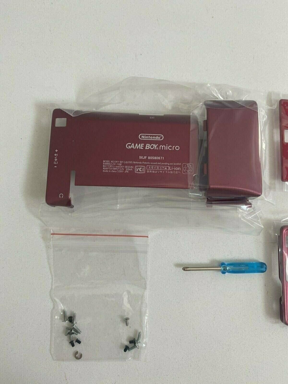 Replacement Housing for Nintendo Gameboy Micro Shell Faceplate Screen Red Tool