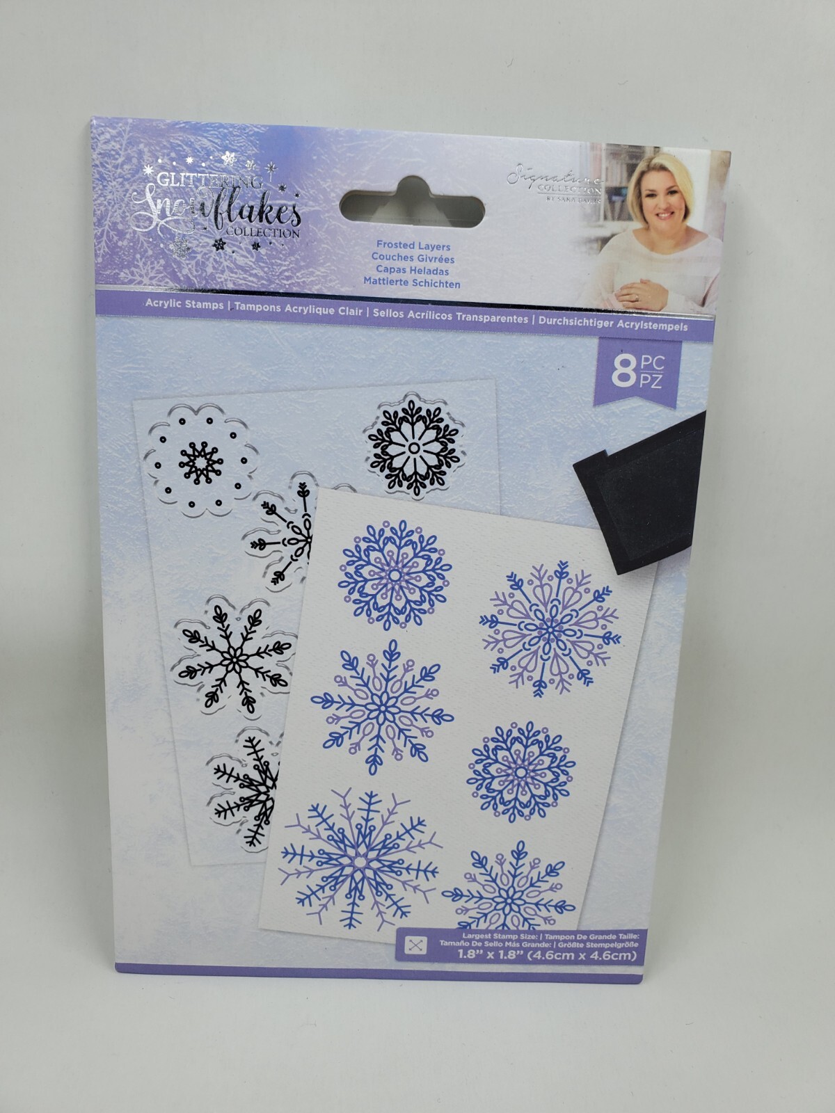 CCH3 Crafters Companion Glittering Snowflakes Frosted Layers 8pc Stamp Set
