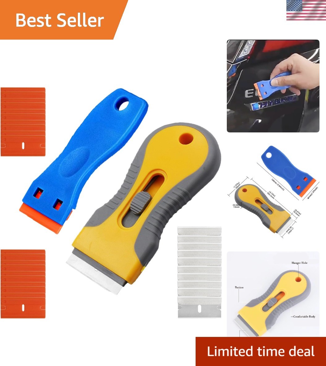 Plastic Razor Blade Scraper Tool, 2 Pcs Razor Scraper with 20 Pcs Plastic Blades